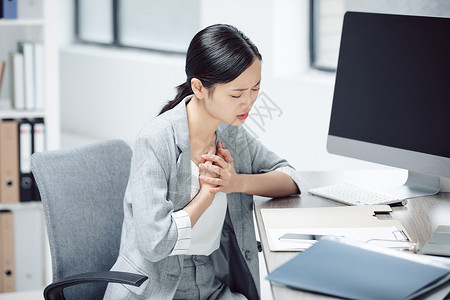 心慌胸闷白领商务女性职场职业病背景