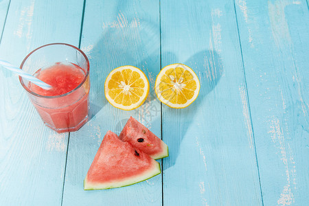 创意夏日水果西瓜柠檬组合图片