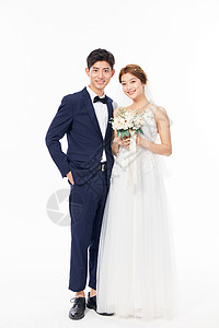 年轻夫妻婚纱照背景图片