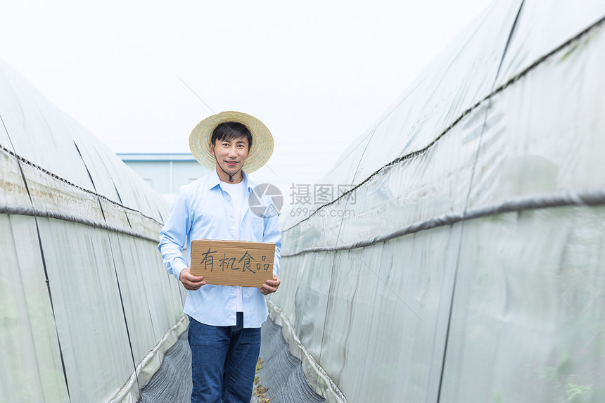 蔬菜种植大棚农夫形象图片