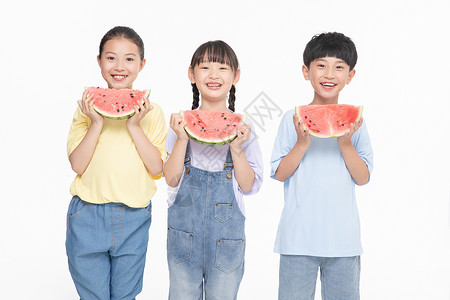 快乐儿童吃西瓜形象高清图片