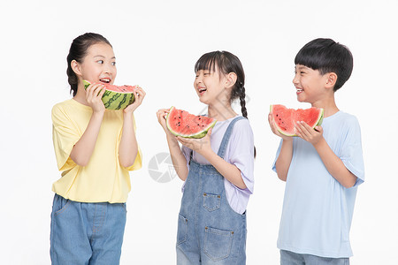 快乐儿童吃西瓜形象高清图片