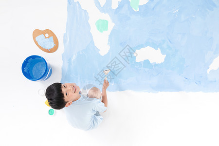 绿色橡皮儿童手绘视界地图背景