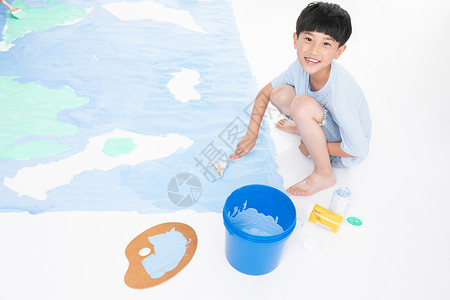 世界地图蓝色儿童手绘世界地图背景