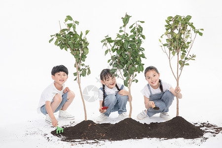 学生植树素材儿童一起植树背景