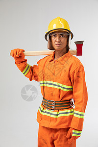 中国强大素材消防员拿斧头背景