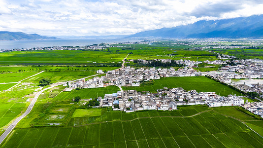 大理航拍云南大理喜洲古镇田园风光航拍背景