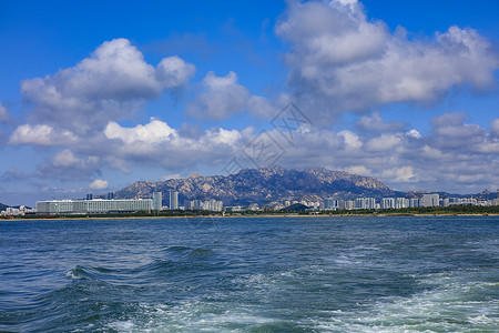 从海上看青岛西海岸新区鲁海丰海洋牧场背景