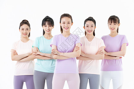 年轻运动美女团体背景图片
