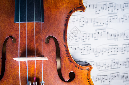 复古小提琴与乐谱背景图片