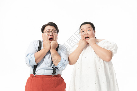 肥胖男女惊讶表情图片