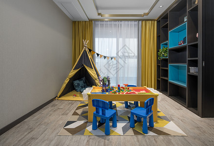 儿童房装修效果图彩色北欧风的儿童房背景