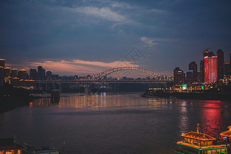 重庆夜景大桥建筑高清图片素材