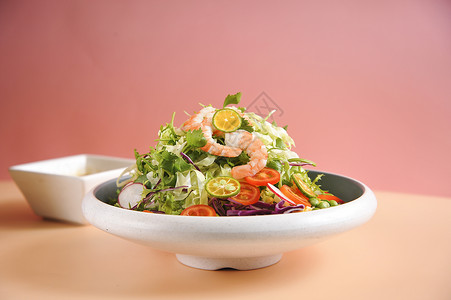 西式海鲜海鲜蔬菜沙拉美食摄影背景