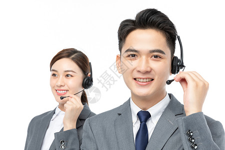 头戴耳机的客服团队企业文化高清图片素材