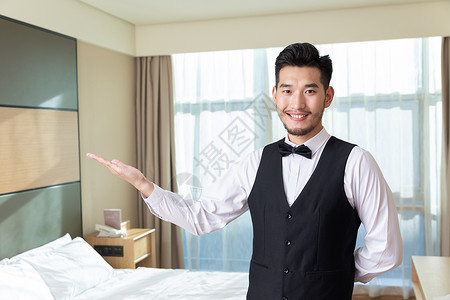 酒店男性服务员管家服务形象图片