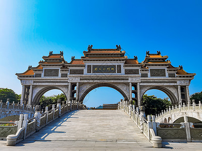 霸气风景顺峰山公园古建筑牌坊背景