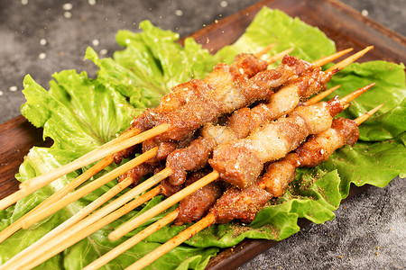 生牛肉串素材烧烤羊肉串背景