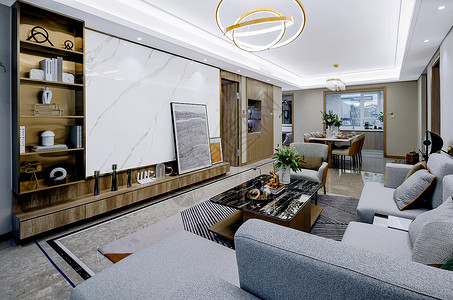 公寓样板间设计会客厅高清图片素材