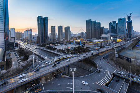 城市高架车流延时摄影背景图片