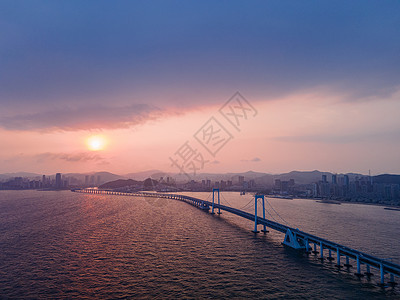 星海大桥日落星海湾高清图片素材