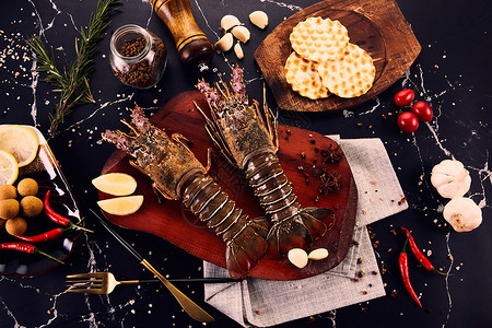 龙虾海鲜拼盘摆拍食品高清图片素材