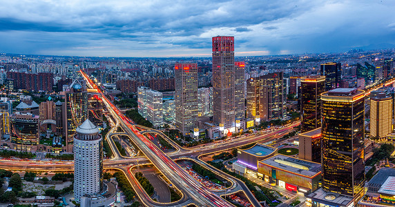 夜色街道北京国贸CBD夜色背景