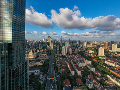 上海静安区都市高架桥车流高清图片