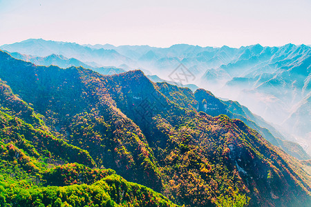 少华山秋景俯瞰秋分高清图片