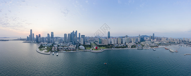 海岸建筑海岸线高楼大厦航拍全景背景