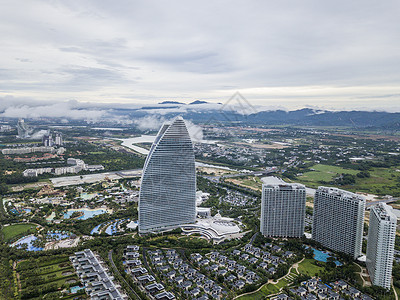 三亚地标三亚亚特兰蒂斯酒店航拍背景