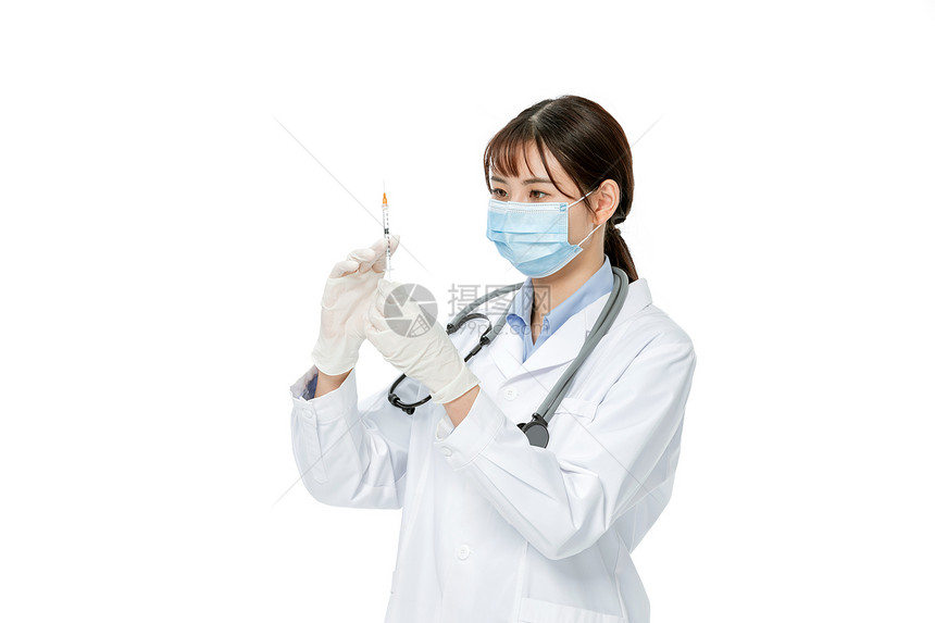 医生医护人员戴口罩拿注射器图片