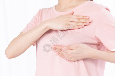 乳腺癌防治月青年女子胸口疼痛背景