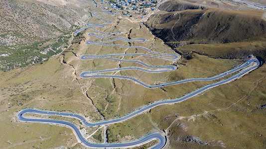 西藏拉萨甘丹寺盘山公路高清图片