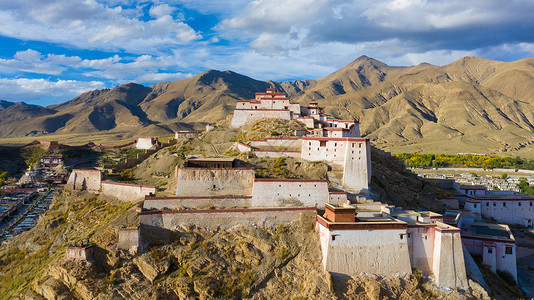 西藏日喀则江孜古堡背景图片