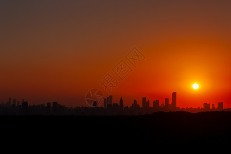 南京剪影南京城市天际线落日剪影背景