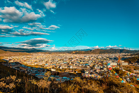 云南香格里拉迪庆州全景风光背景