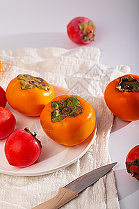 秋季水果柿子食物高清图片素材