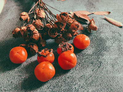 秋天水果柿子背景图片