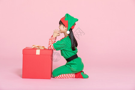 卡通礼物儿童小女孩欢乐庆祝圣诞节背景