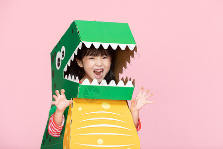 儿童服装素材可爱小女孩cos装扮小恐龙背景
