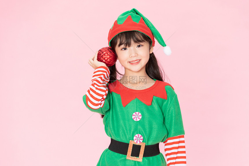 可爱小女孩cos圣诞装扮图片