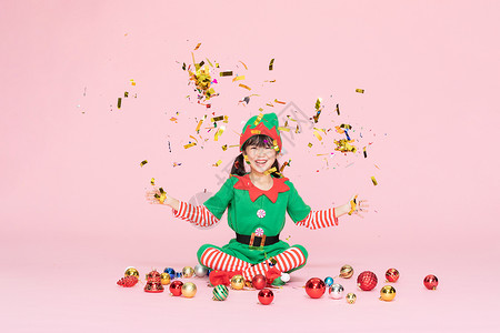 可爱小女孩cos装扮圣诞节庆祝图片