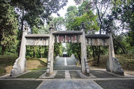山东曲阜孔林景区孔子墓入口背景图片