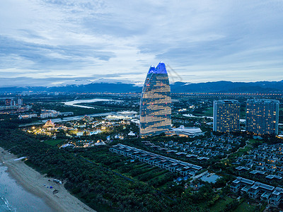 酒店消费三亚亚特兰蒂斯七星级酒店傍晚航拍背景