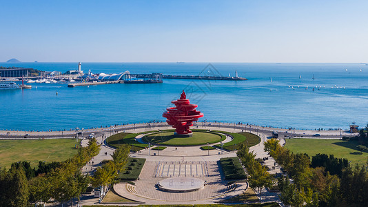 邮票风建筑台历青岛地标五四广场五月的风背景