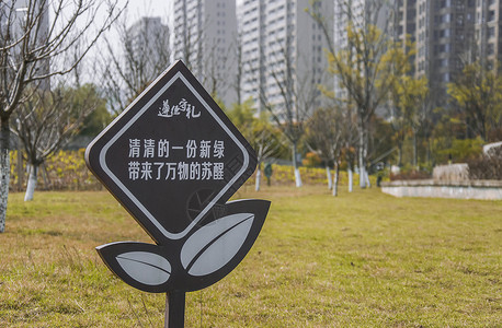 植物花藤木牌瑞安市瑞祥公园草地提示牌背景