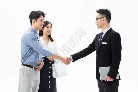 销售与客户握手合作图片