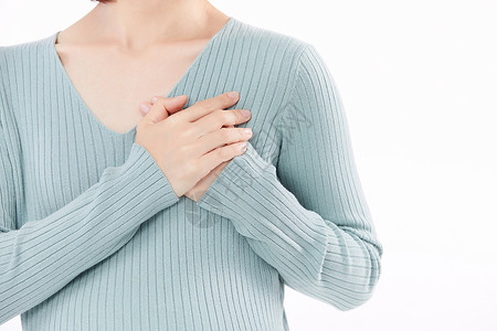 乳房肿痛女性身体不舒服捂住胸口心脏疼背景