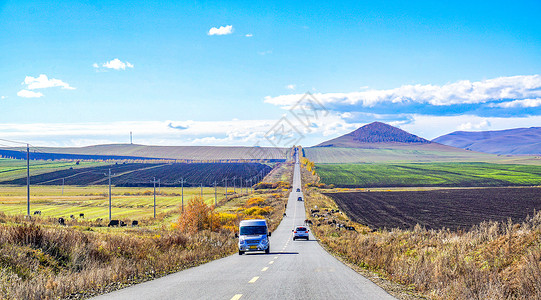 公路线层次分明的呼伦贝尔边境公路背景